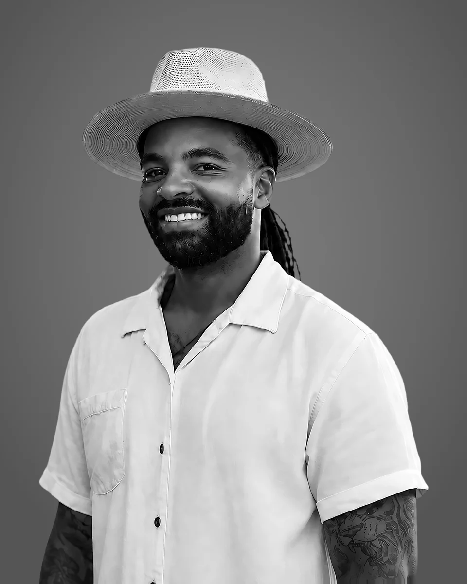 Black-and-white portrait of Hayden Fennoy, REALTOR® (S) with eXp Realty
